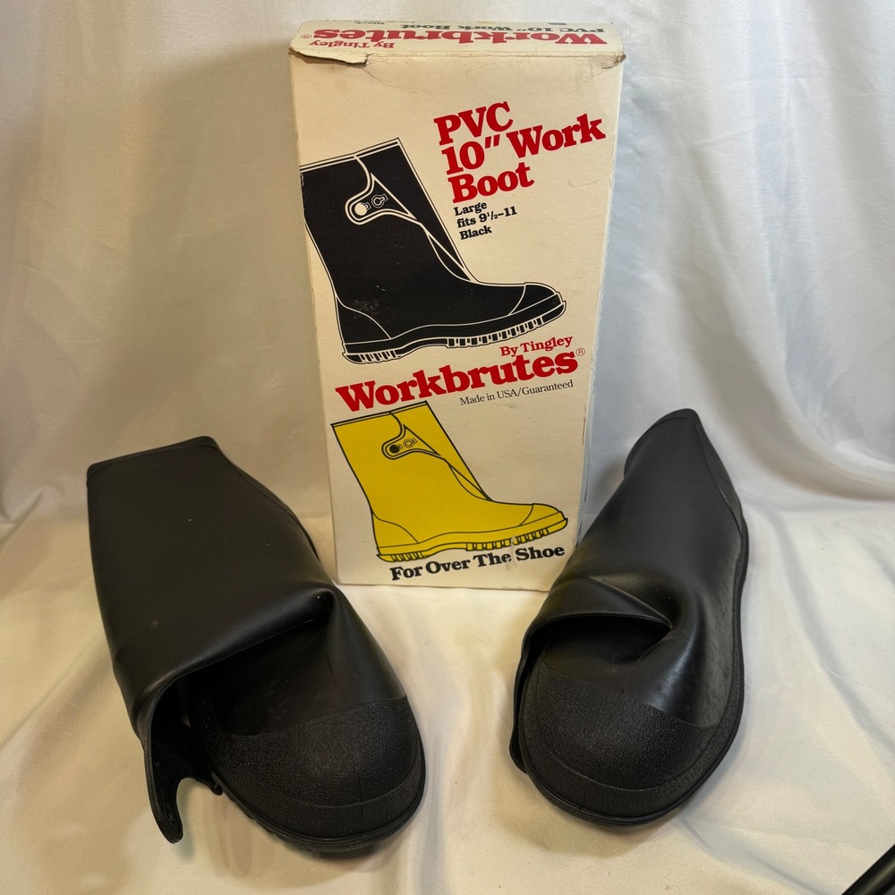 Tingley Workbrutes PVC 10in Work Boot Overshoes Black Large 9.5-11 Made in USA
